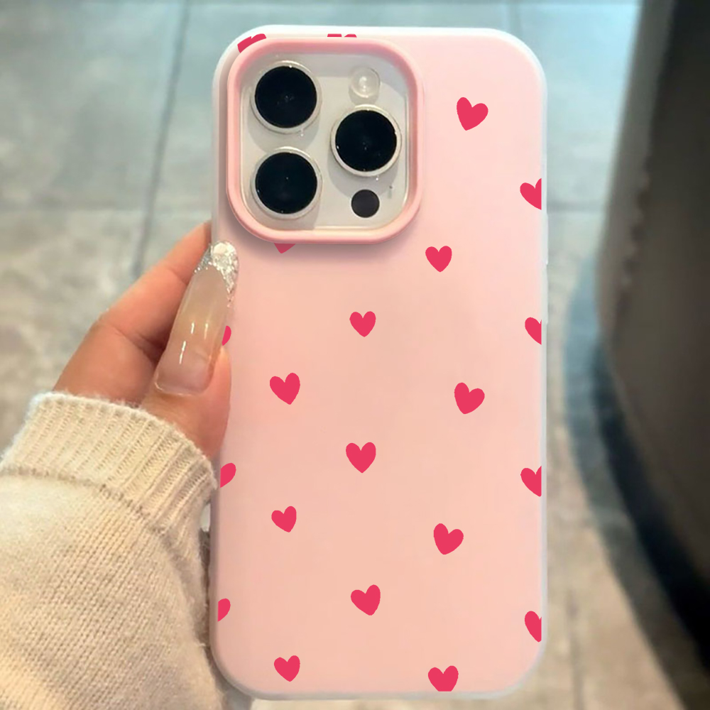 Phone Cases Red - Red Love Heart Pattern Phone Case