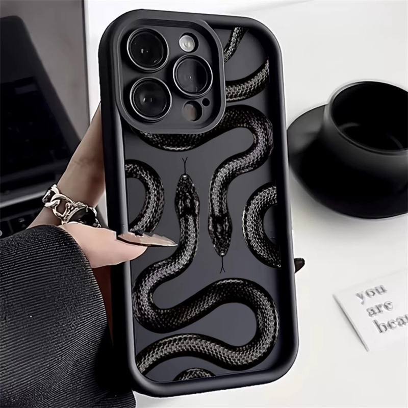 Phone Cases For Iphone 12 Pro Max - Black Snake Print Phone Case For