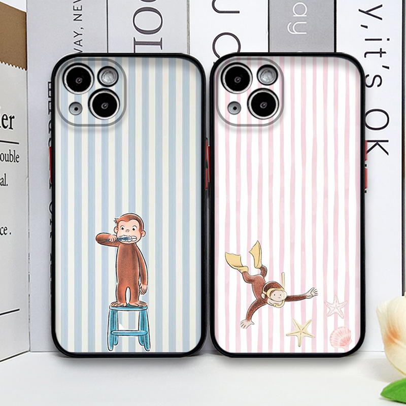 Phone Cases For Iphone 12 Pro Max - Cartoon Striped Monkey Holding Cat Phone
