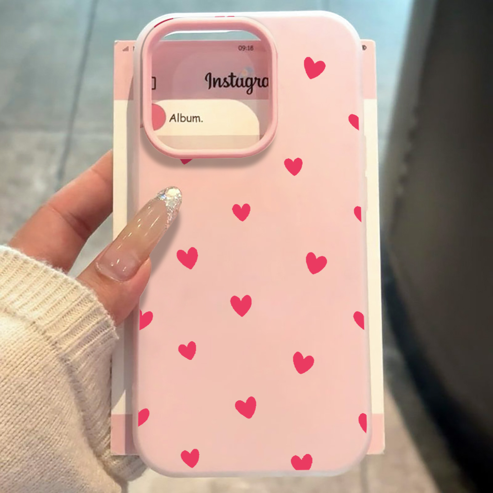 Red Love Heart Pattern Phone C - Phone Cases Red 评论和价格