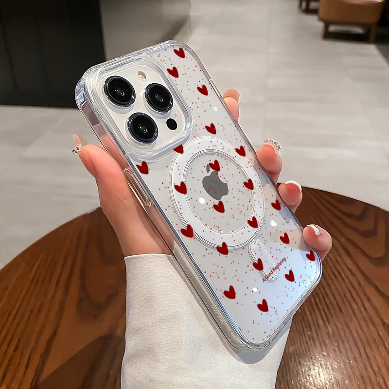 INS Red Love Heart Sexy Transp - Phone Cases Red 评论和价格