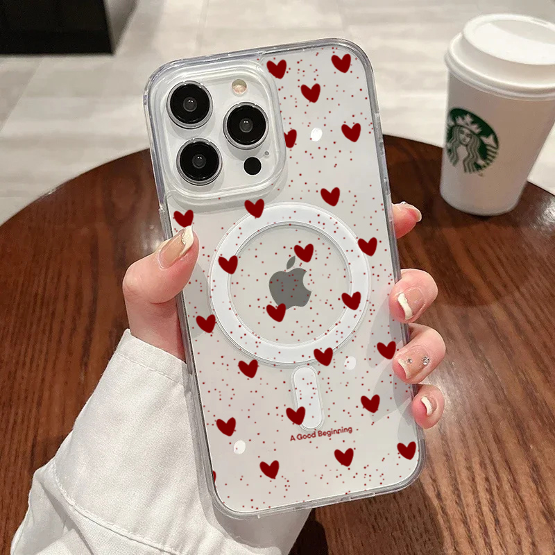 INS Red Love Heart Sexy Transp - Phone Cases Red 评论和价格