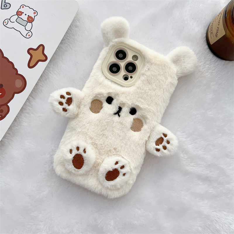 Korean 3D Cartoon Bear Fluffy  - Phone Cases For Iphone 12 Pro Max 评论和价格