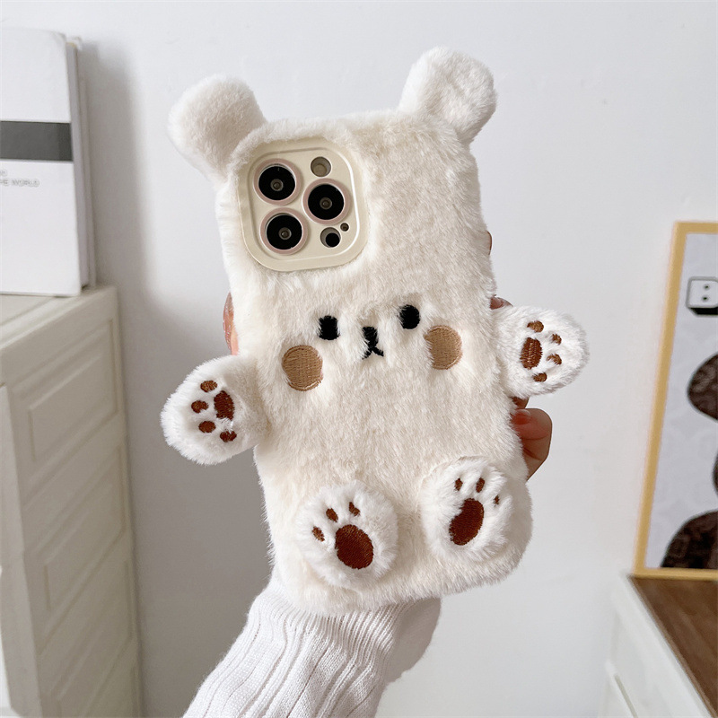 Korean 3D Cartoon Bear Fluffy  - Phone Cases For Iphone 12 Pro Max 评论和价格