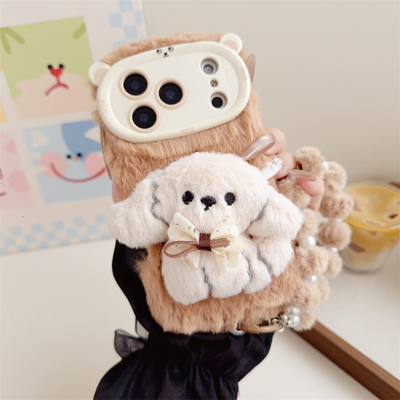 3D Cartoon Bowknot Puppy Warm  - Phone Cases For Iphone 12 Pro Max 评论和价格