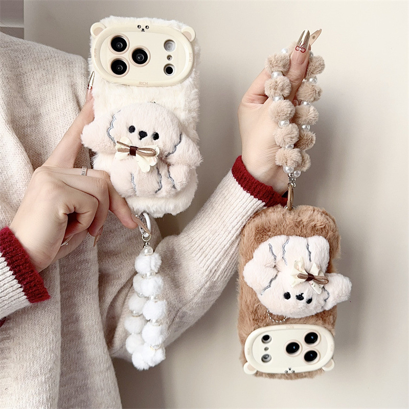 3D Cartoon Bowknot Puppy Warm  - Phone Cases For Iphone 12 Pro Max 评论和价格