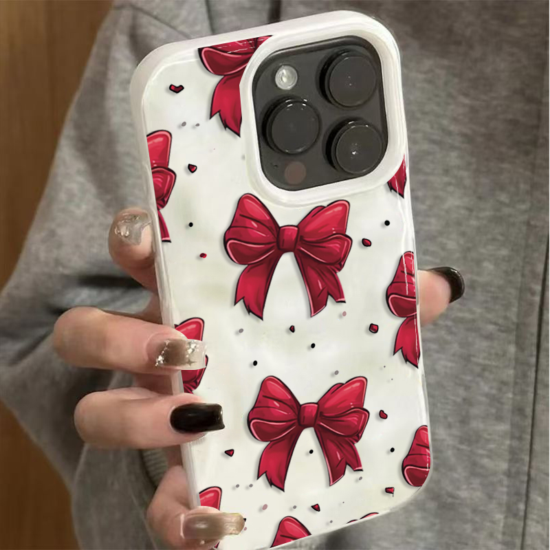 White Red Bow Pattern Phone Ca - Phone Cases Red 评论和价格