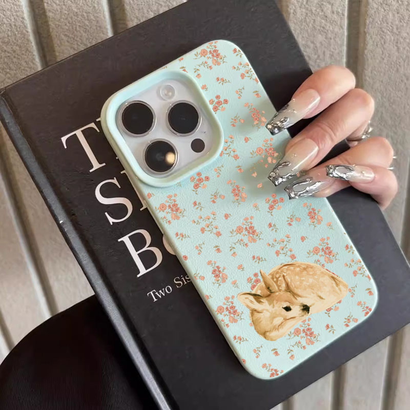 Cute Deer Full Floral Pattern  - Phone Cases Like Loopy 评论和价格