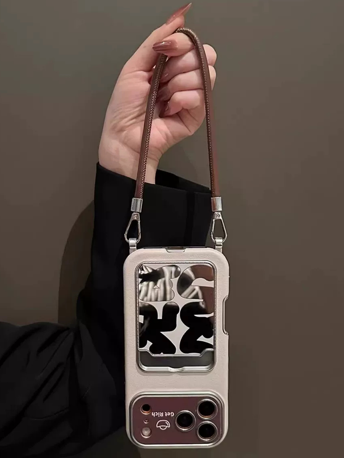 Luxury Leather Mirror Card Hol - Phone Cases With Card Holder 评论和价格