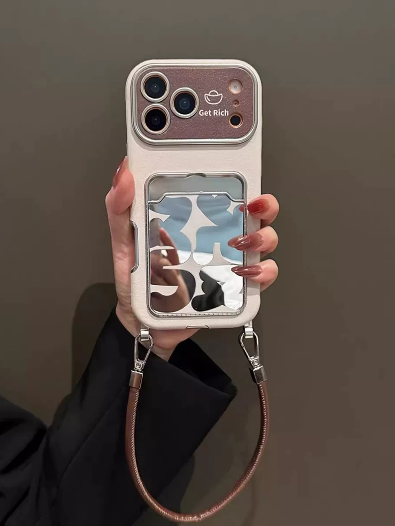 Luxury Leather Mirror Card Hol - Phone Cases With Card Holder 评论和价格