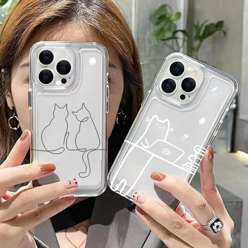 Cute Line Cat Anti-drop Phone  - Phone Cases Cute 评论和价格