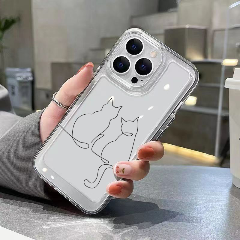 Cute Line Cat Anti-drop Phone  - Phone Cases Cute 评论和价格