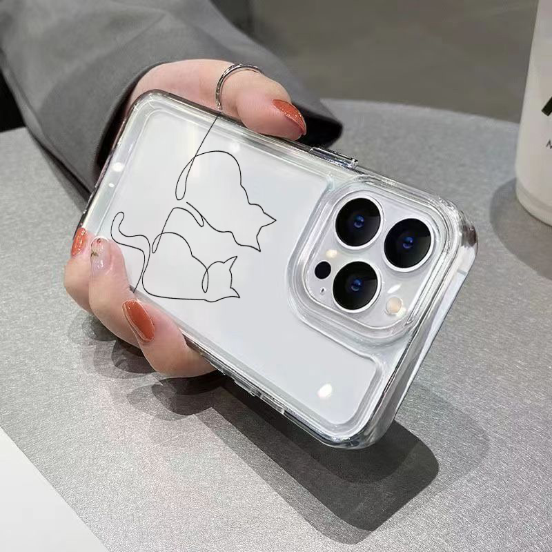 Cute Line Cat Anti-drop Phone  - Phone Cases Cute 评论和价格