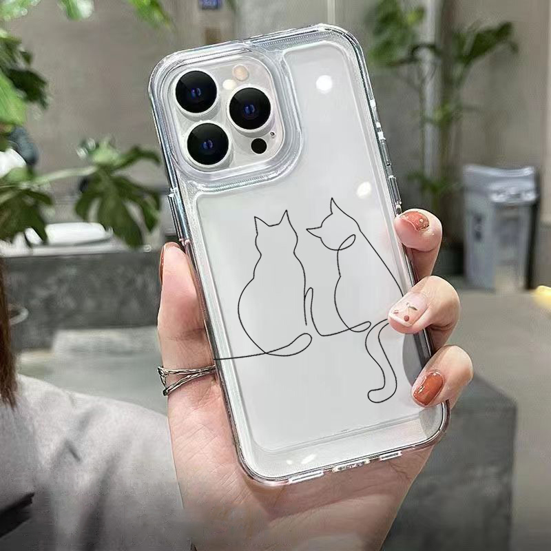 Cute Line Cat Anti-drop Phone  - Phone Cases Cute 评论和价格