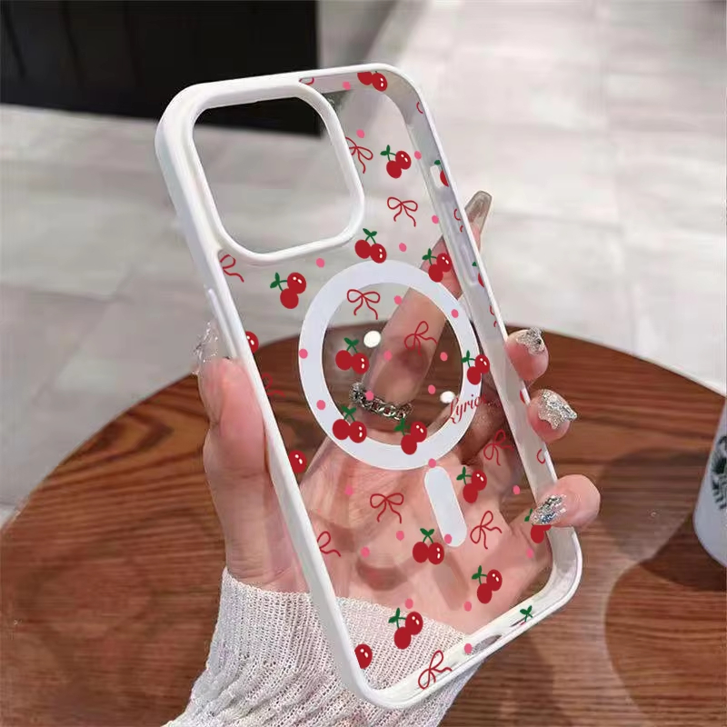 Red Cherry Printed Magnetic Ph - Phone Cases Red 评论和价格
