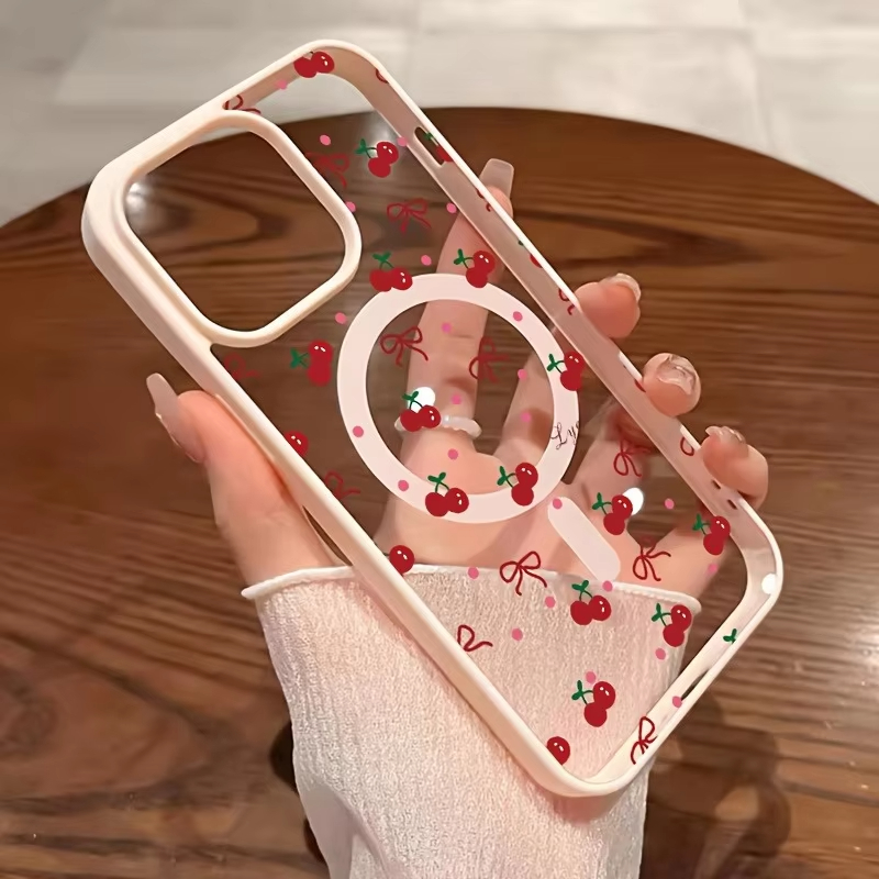 Red Cherry Printed Magnetic Ph - Phone Cases Red 评论和价格