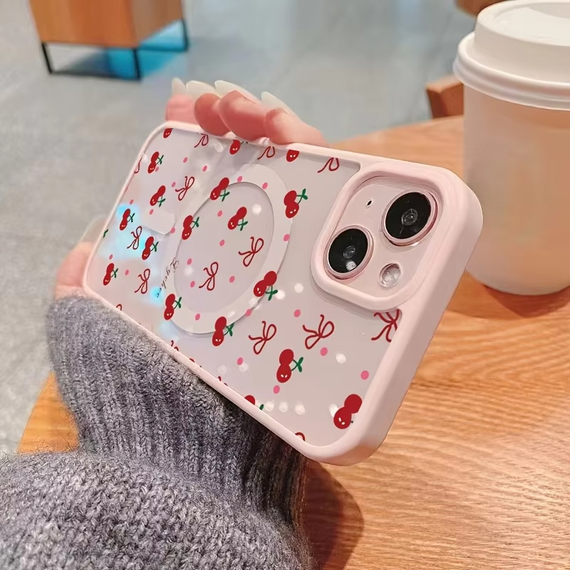 Red Cherry Printed Magnetic Ph - Phone Cases Red 评论和价格