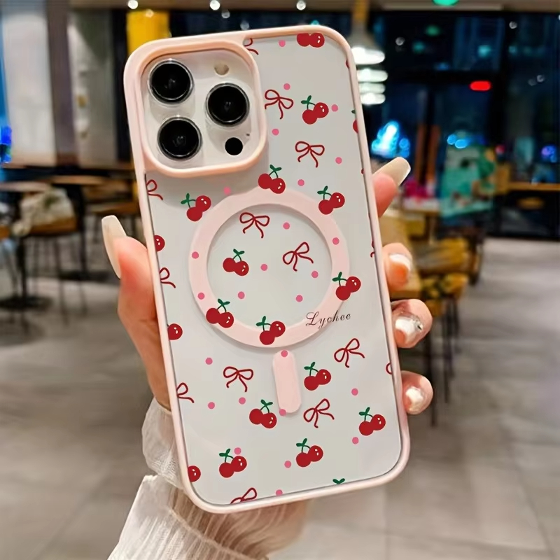 Red Cherry Printed Magnetic Ph - Phone Cases Red 评论和价格