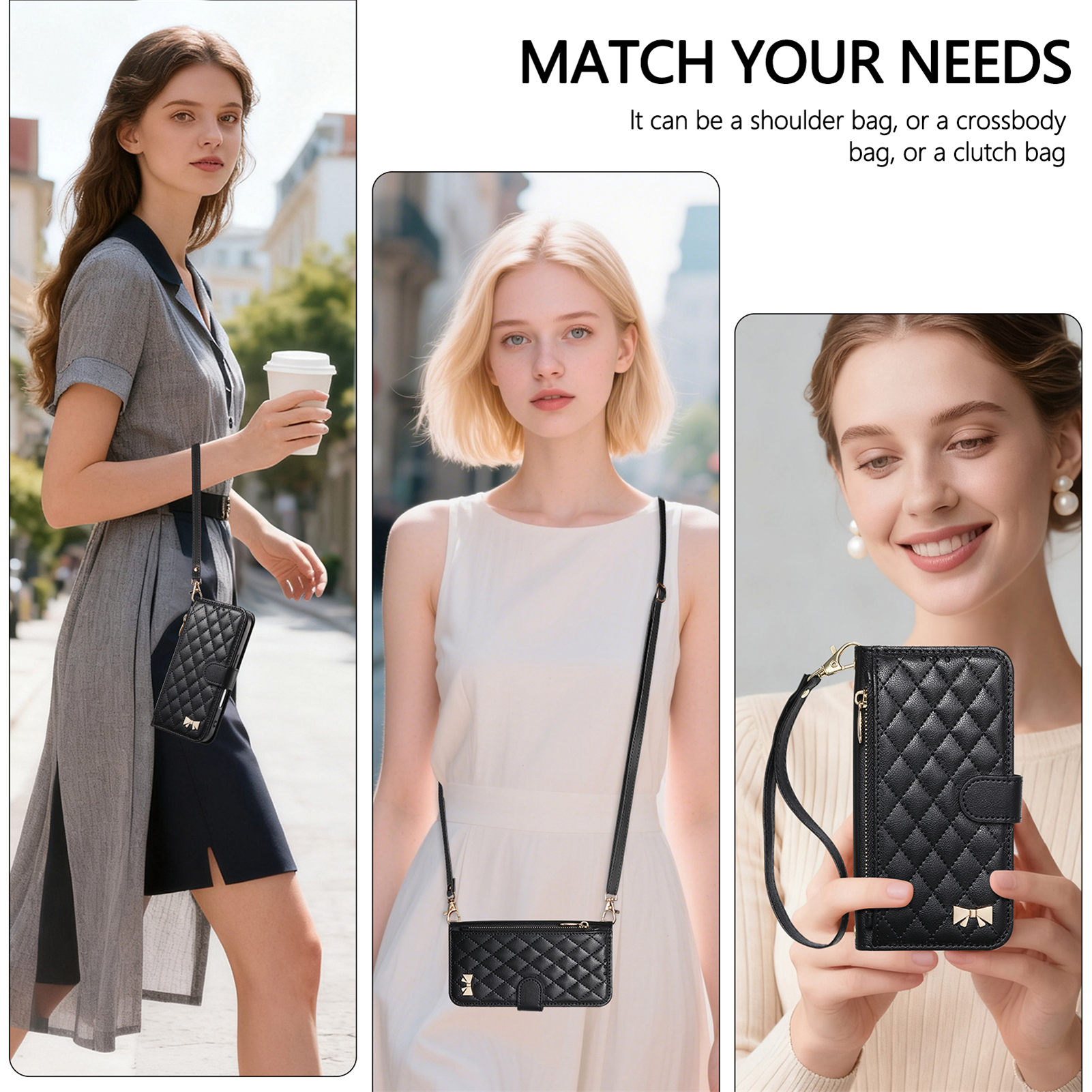PU Leather Zipper Crossbody Wr - Phone Cases With Card Holder 评论和价格