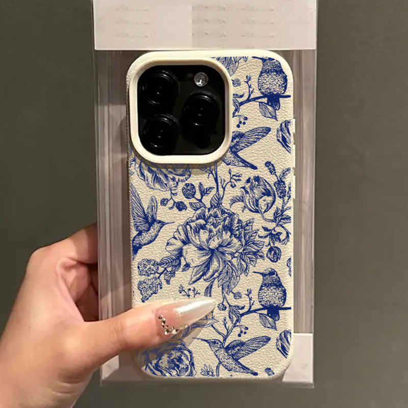 Blue Retro Floral Bird Pattern - Phone Cases For Iphone 12 Pro Max 评论和价格