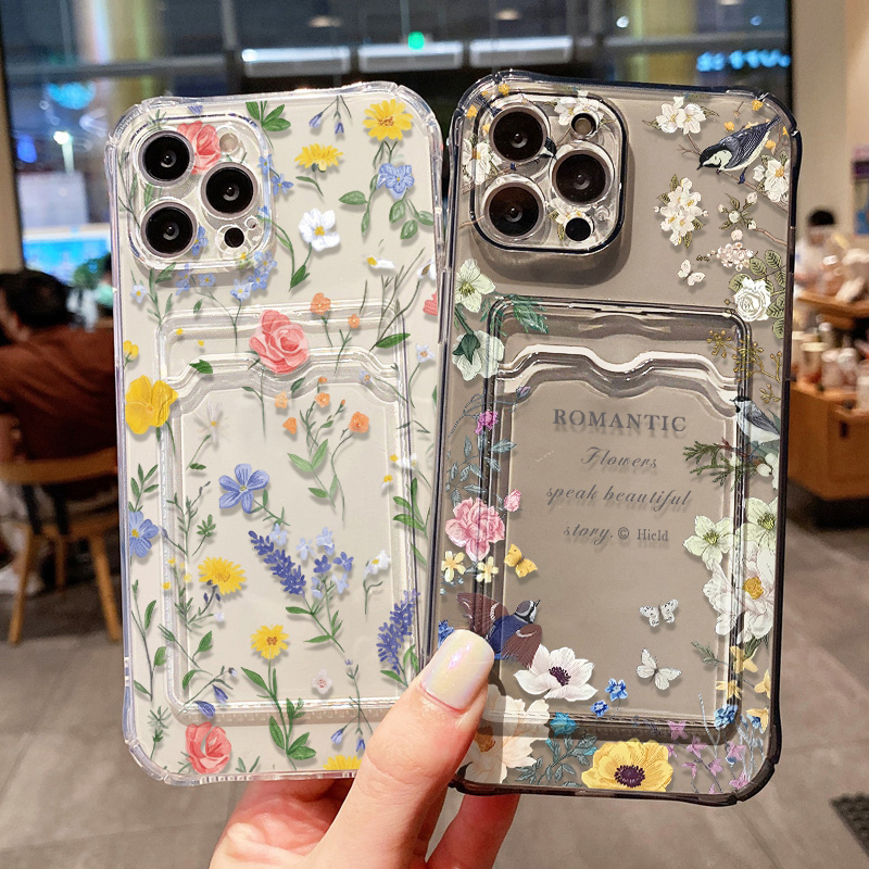 Flower Phone Case For Samsung  - Phone Cases With Card Holder 评论和价格
