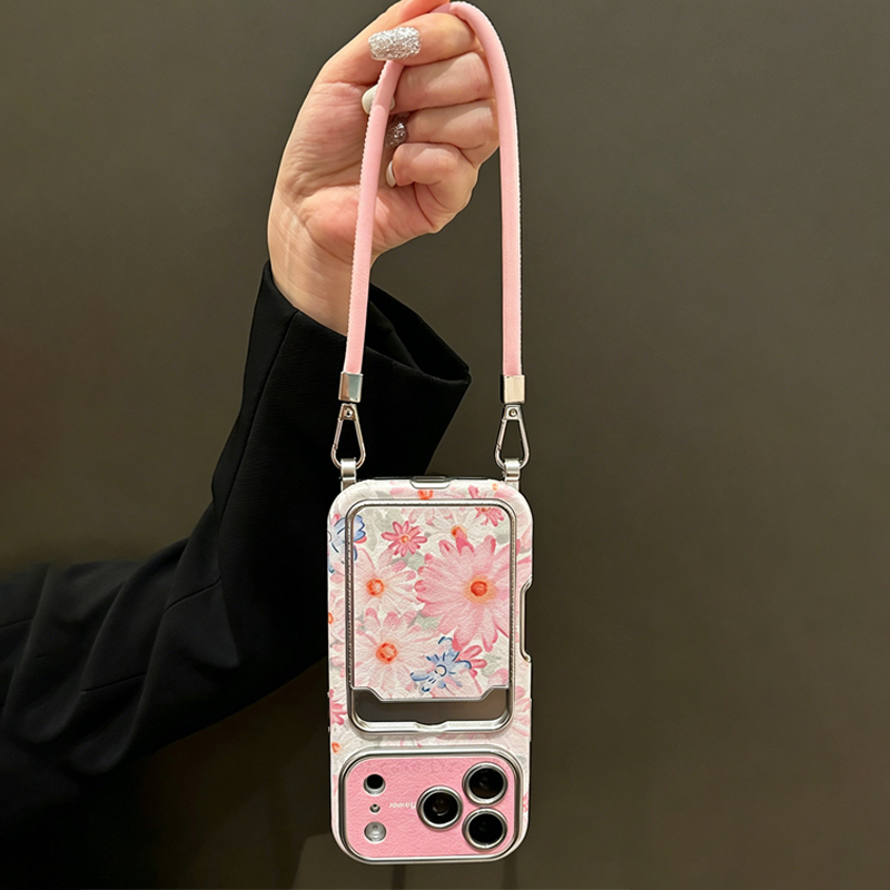 Pink Floral Faux Leather Textu - Phone Cases With Card Holder 评论和价格