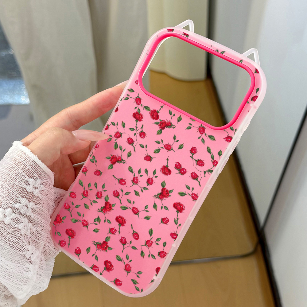 Red Rose Flower Cat Ear Phone  - Phone Cases Red 评论和价格