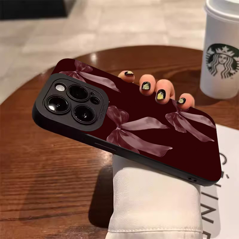 Wine Red Bowknot Pattern Soft  - Phone Cases Red 评论和价格