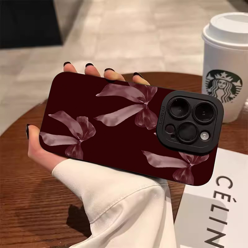 Wine Red Bowknot Pattern Soft  - Phone Cases Red 评论和价格