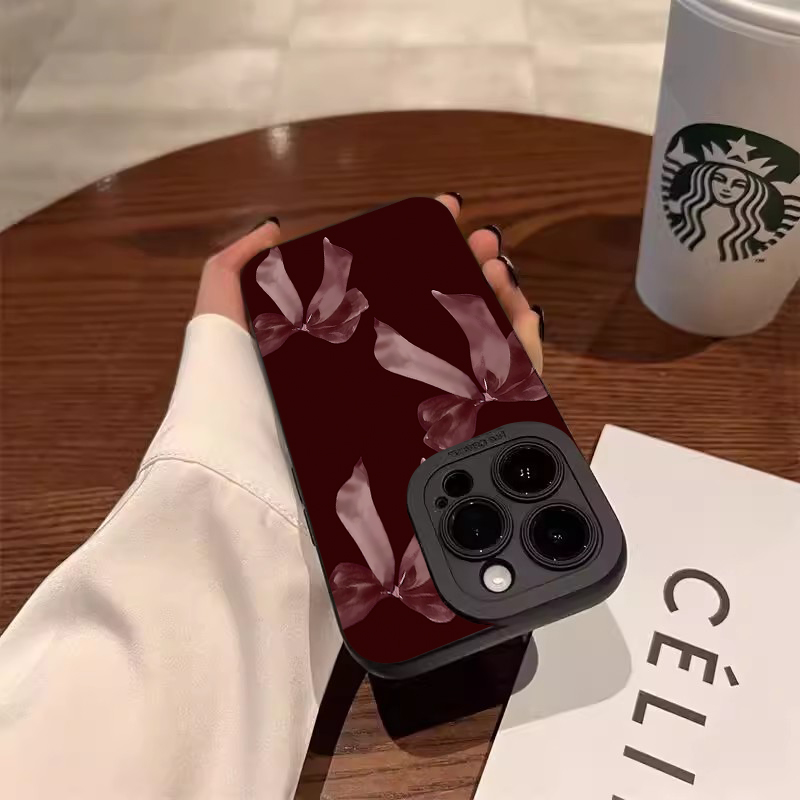 Wine Red Bowknot Pattern Soft  - Phone Cases Red 评论和价格