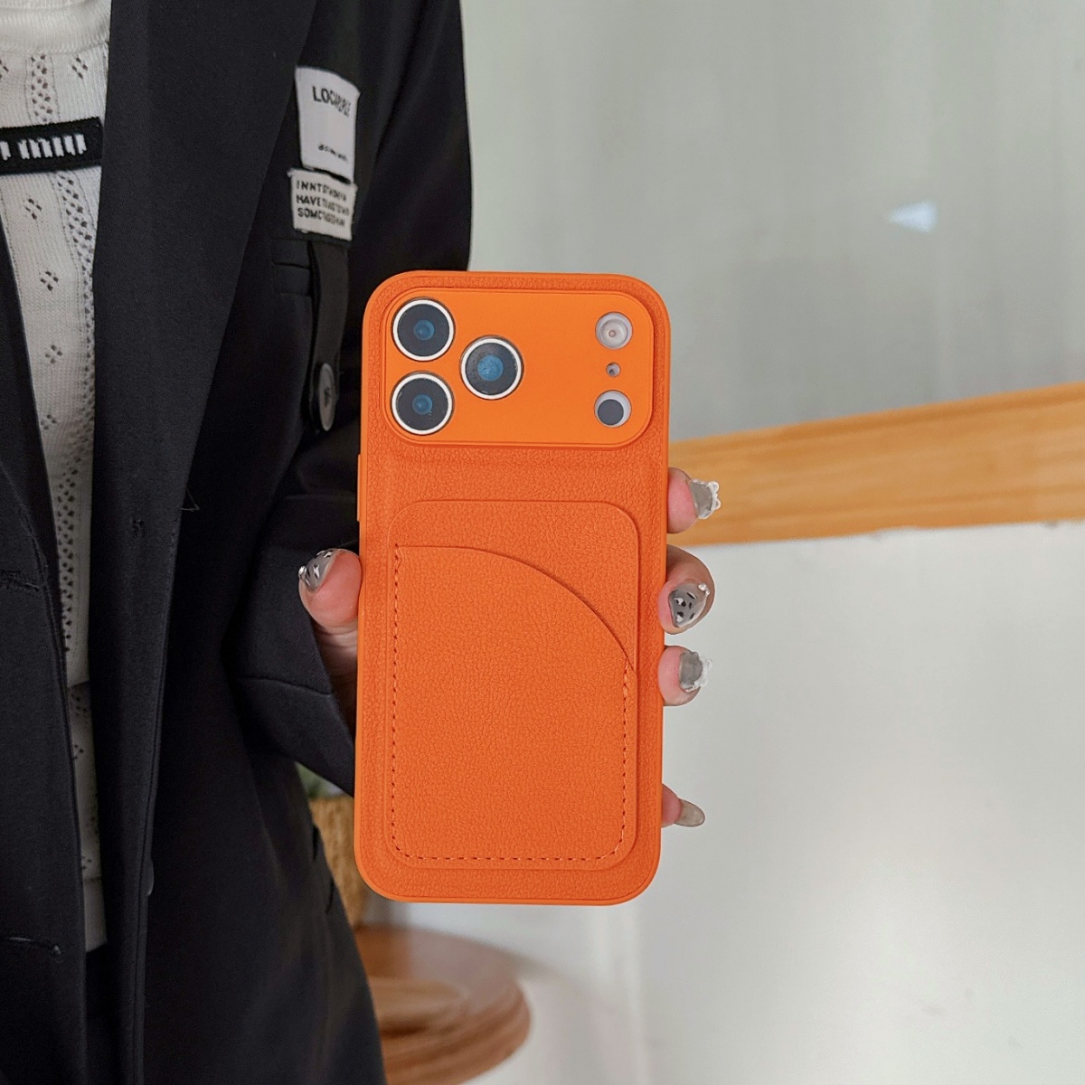 Leather Orange Color Card Hold - Phone Cases With Card Holder 评论和价格