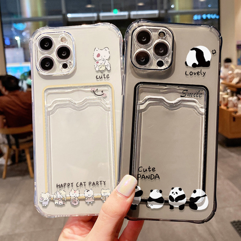 Cute Black Cat Phone Case For  - Phone Cases With Card Holder 评论和价格