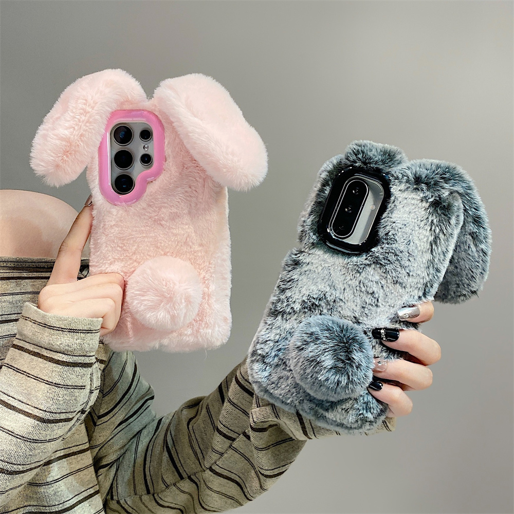 Cute Rabbit Ears Fluffy Stand  - Phone Cases Cute 评论和价格