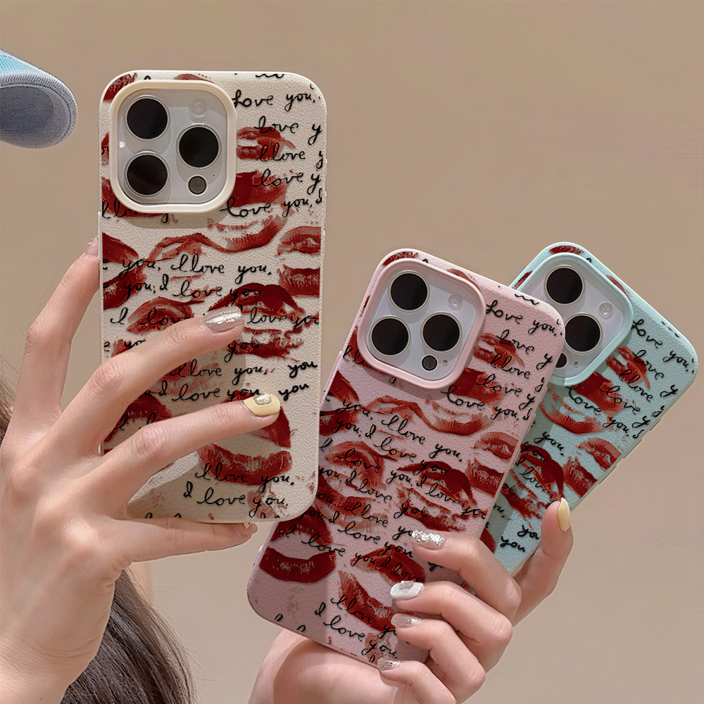 Bright Red Lips Leather Phone  - Phone Cases Red 评论和价格