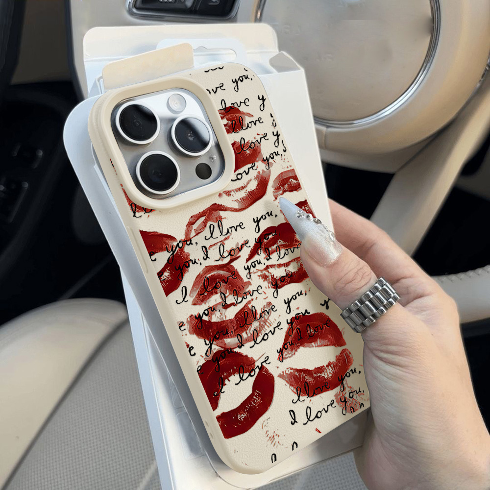 Bright Red Lips Leather Phone  - Phone Cases Red 评论和价格