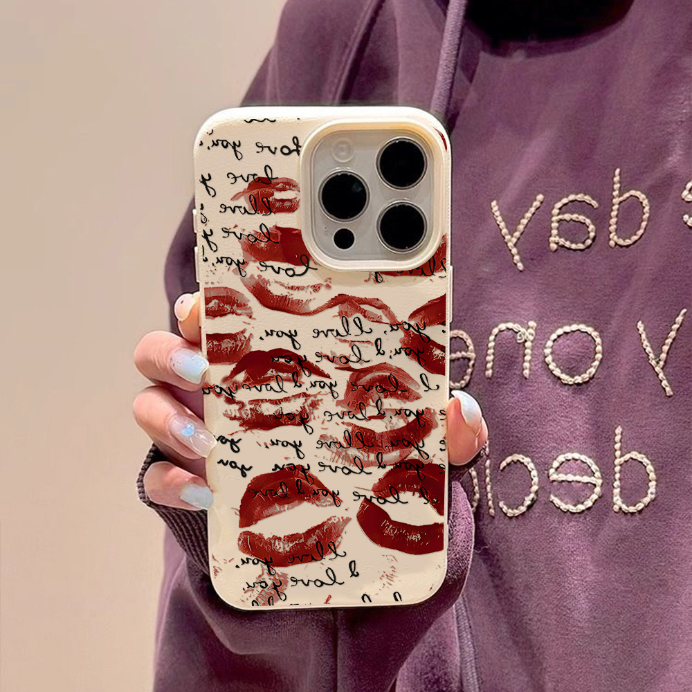 Bright Red Lips Leather Phone  - Phone Cases Red 评论和价格