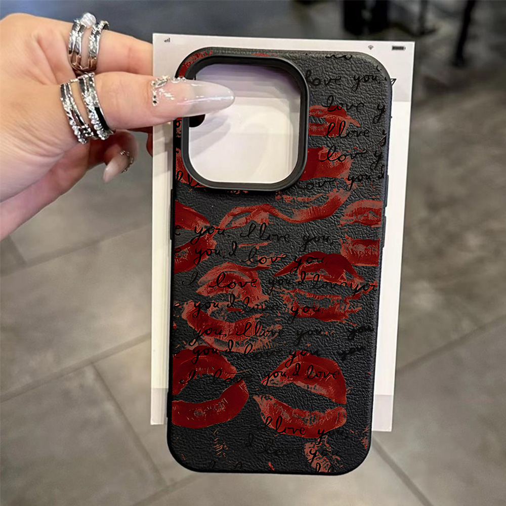 Bright Red Lips Leather Phone  - Phone Cases Red 评论和价格