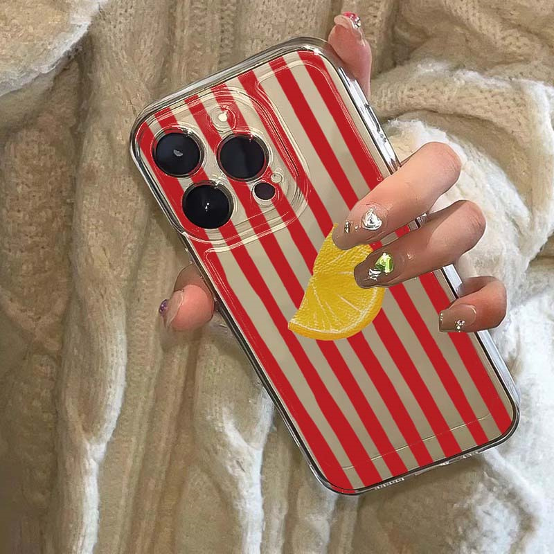 Lemon Red Pink Blue Stripe Des - Phone Cases Red 评论和价格